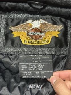 Harley-Davidson Embroidered Flames Ride Free Leather Jacket Size L
