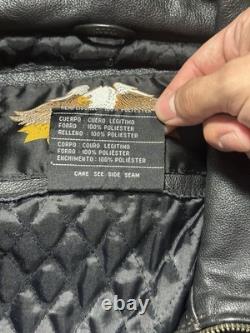 Harley-Davidson Embroidered Flames Ride Free Leather Jacket Size L