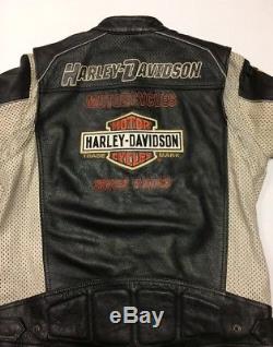 Harley Davidson GUNNAR Sport Leather Jacket Men's Large Perforated Racing