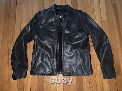 Harley-Davidson Genuine Goatskin Leather Cafe Racer Style Jacket Men's Large