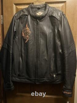Harley Davidson Genuine Leather Biker Riding Jacket Womens Size 2XL Vintage