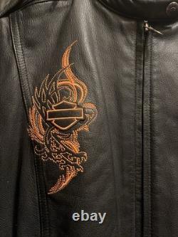 Harley Davidson Genuine Leather Biker Riding Jacket Womens Size 2XL Vintage