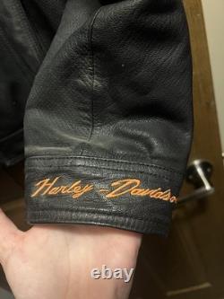 Harley Davidson Genuine Leather Biker Riding Jacket Womens Size 2XL Vintage