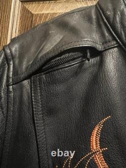 Harley Davidson Genuine Leather Biker Riding Jacket Womens Size 2XL Vintage