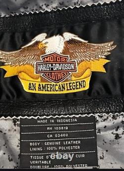 Harley-Davidson Genuine Leather XL Black Motorcycle Jacket RN 103819 CA 03042