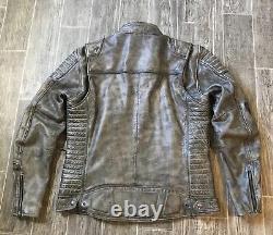 Harley Davidson Gray Leather Motorcycle Jacket Mens Large Biker
