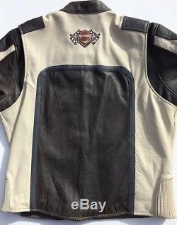 Harley Davidson HALF MILE Leather Racing Jacket Men's XL Perforated Distressed
