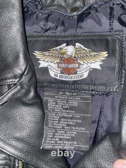 Harley-Davidson HD-729 Leather Touring Motorcycle Jacket L 2005 Liner