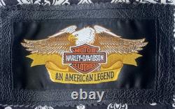Harley-Davidson Hacienda Black Leather Motorcycle Jacket Medallions Men's Large