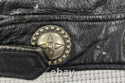 Harley-Davidson Hacienda Black Leather Motorcycle Jacket Medallions Men's Large