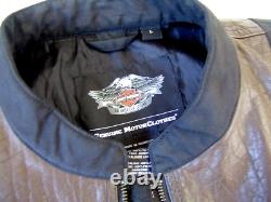 Harley Davidson Hdmc Skull Hard Mile Leather Black Nylon Jacket 97546-15vm Large