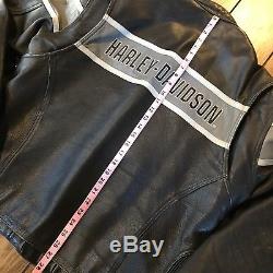 Harley Davidson Heavy Leather Jacket Mens XL Riding Patches RARE