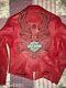 Harley Davidson ISIS Eagle Red Tribal Leather Jacket Womens Small 97018-06VW EC