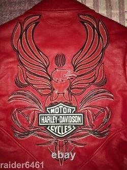 Harley Davidson ISIS Eagle Red Tribal Leather Jacket Womens Small 97018-06VW EC