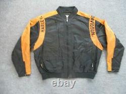 Harley Davidson Jacket Adult XXL Black Orange Motorcycle Bomber Full Zip Mens