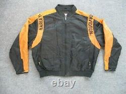 Harley Davidson Jacket Adult XXL Black Orange Motorcycle Bomber Full Zip Mens