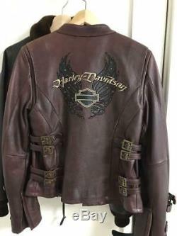 Harley Davidson Jacket Leather Coat Motorcycle Brand Men Small S Brown Used F/s