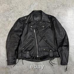 Harley-Davidson Jacket Mens 42 Black Leather Motorcycle Belted Quilted Lined USA