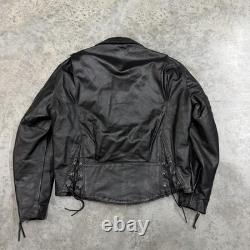 Harley-Davidson Jacket Mens 42 Black Leather Motorcycle Belted Quilted Lined USA