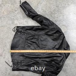 Harley-Davidson Jacket Mens 42 Black Leather Motorcycle Belted Quilted Lined USA