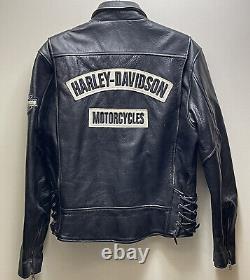Harley Davidson Jacket Mens M Burnout Pebble Black Leather Biker 97047-05VM USA