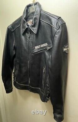 Harley Davidson Jacket Mens M Burnout Pebble Black Leather Biker 97047-05VM USA