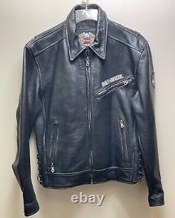 Harley Davidson Jacket Mens M Burnout Pebble Black Leather Biker 97047-05VM USA