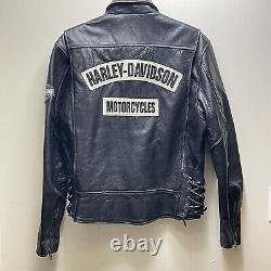 Harley Davidson Jacket Mens M Burnout Pebble Black Leather Biker 97047-05VM USA