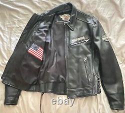 Harley Davidson Jacket Mens M Burnout Pebble Black Leather Biker 97047-05VM USA