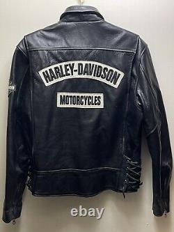Harley Davidson Jacket Mens M Burnout Pebble Black Leather Biker 97047-05VM USA