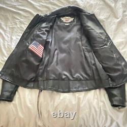Harley Davidson Jacket Mens M Burnout Pebble Black Leather Biker 97047-05VM USA