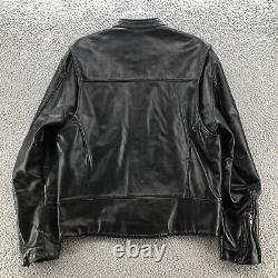 Harley Davidson Jacket Mens Medium Black Leather Full Zip Motorcycle Riding