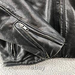 Harley Davidson Jacket Mens Medium Black Leather Full Zip Motorcycle Riding