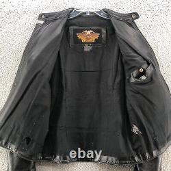 Harley Davidson Jacket Mens Medium Black Leather Full Zip Motorcycle Riding