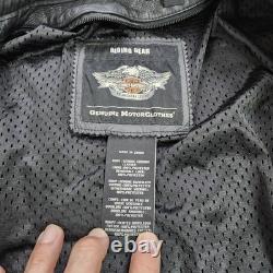 Harley-Davidson Jacket Mens Small Black Leather Full Zip Logo Motorcycle Riding