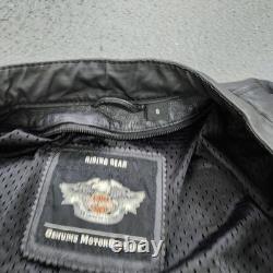 Harley-Davidson Jacket Mens Small Black Leather Full Zip Logo Motorcycle Riding