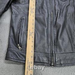 Harley-Davidson Jacket Mens Small Black Leather Full Zip Logo Motorcycle Riding
