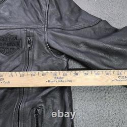 Harley-Davidson Jacket Mens Small Black Leather Full Zip Logo Motorcycle Riding