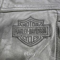 Harley-Davidson Jacket Mens Small Black Leather Full Zip Logo Motorcycle Riding