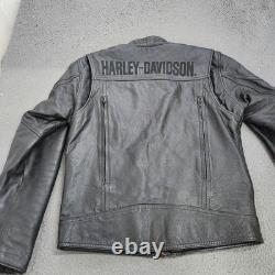 Harley-Davidson Jacket Mens Small Black Leather Full Zip Logo Motorcycle Riding