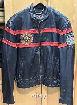 Harley Davidson Jacket Used Orange Racing Stripe Motorcycle Leather XXLg