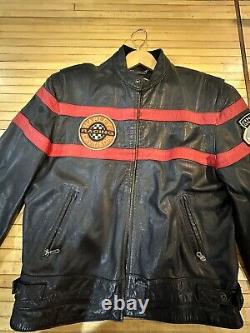 Harley Davidson Jacket Used Orange Racing Stripe Motorcycle Leather XXLg