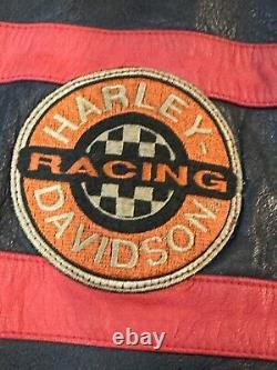 Harley Davidson Jacket Used Orange Racing Stripe Motorcycle Leather XXLg