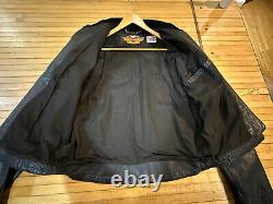 Harley Davidson Jacket Used Orange Racing Stripe Motorcycle Leather XXLg