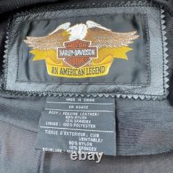 Harley Davidson Jacket Women Large Orange Black Leather Moto Buckle Strap Riding