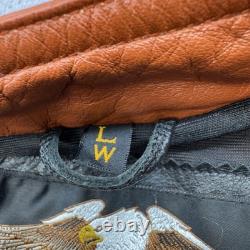 Harley Davidson Jacket Women Large Orange Black Leather Moto Buckle Strap Riding