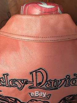 Harley Davidson Jacket Women S Small Pink Leather Biker Motor Cycle Queen Hot