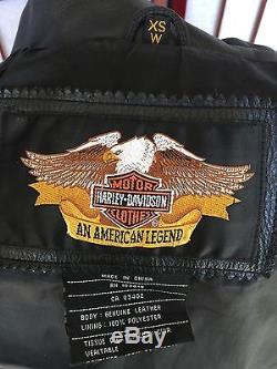 Harley Davidson Jacket Women XS EXTRA-Small Leather Biker Motorcycle #97015-04VW
