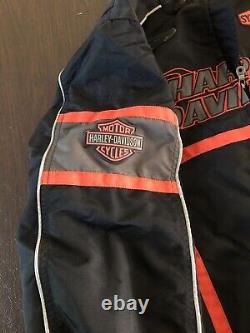 Harley-Davidson LT Mens Jacket LARGE TALL Orange Black Silver Embroidered