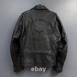 Harley Davidson L man black willie G skull logo leather jacket biker motorcycle
